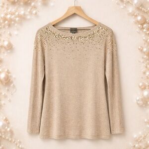 JM Collection Gold Sequin Women's Top